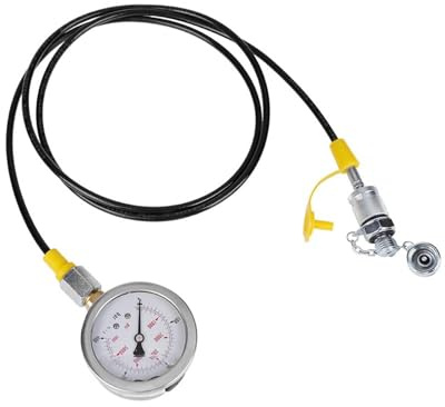 Kit di prova della pressione idraulica per escavatori, 3 manometri, 3 tubi flessibili di prova, scatola per macchine edili con raccordo per tubi flessibili di prova, kit completo per prove di pressi