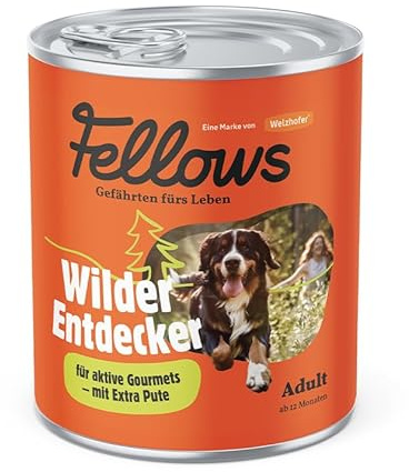 Fellows Wilder Entdecker Nassfutter für Hunde – Hundenassfutter mit frischer Pute und Insektenprotein, getreidefrei, für wählerische Hunde (800 g (6er Pack))