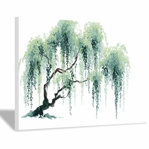 HOQIU quadro albero della vita Oro bianco fiore albero strutturato arte stampe su tela, quadri grandi dimensioni, camera da letto, cucina(bianco)-80x120cm Incorniciato