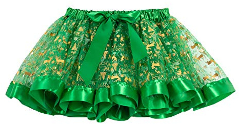 Falda de tutu para niño, Navidad, falda de tul festivo con estampado de abeto, vestido de fiesta para fiestas, animaciones y disfraces regalo de navidad, 01 verde., 2-4 Años