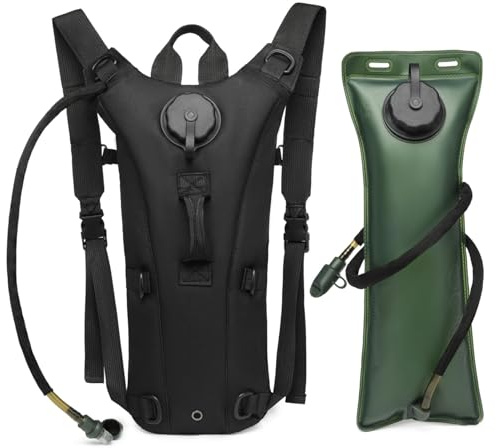 Mochila de hidratación con vejiga de Agua de 3 litros, Mochila de hidratación Desmontable con Pajita de Sellado, con vejiga de Agua con Correa Ajustable para Senderismo, Ciclismo, Correr