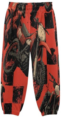 KOCOART Motorbike Cool Boys Jogger Pants Size 5-6 Kids Athletic Sweatpants Windproof Active Sweat Pants for School Sports Spring Multicolor