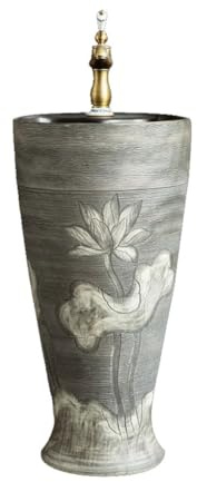 Lavabo sur Pied Lavabo À Colonne Sculptée Dans La Cour, Salle De Bain Extérieure, Sur Pied