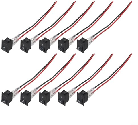 Lot de 10 interrupteurs à bascule à 2 broches 6 A 220 V pour moto, voiture, bateau, installation à clipser avec pièces conductrices en cuivre