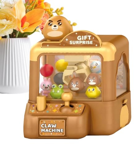 Mini Claw Machine For Kids – Cartoon Gashapon Candy Dispenser Toy | Small Home Vending Prize Grabber | Battery Operated Game For Boys Girls Party Classroom, 3xAA Not Included