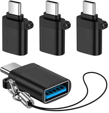 Confezione da 4 adattatori OTG da USB tipo C maschio a USB 3.0 femmina, per Google Pixel 10 9 8/Samsung Galaxy A56 A36 A16 S25 S24/iPhone 17 16 15/MacBook Pro/MacBook Air e altri dispositivi di tipo C