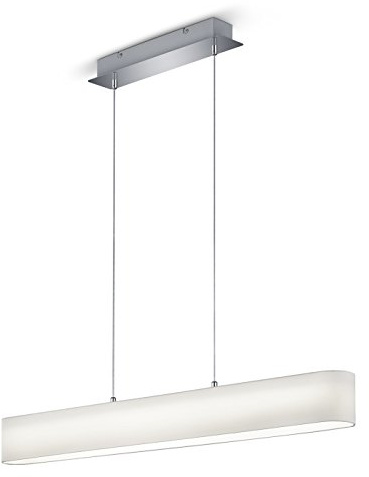 Trio Leuchten 320910101 Lugano A, LED Pendelleuchte, Nickel, 18 watts, Integriert, Stoffschirm Weiß, mit Switch-Dimmer, 8.5 x 100 x 150 cm