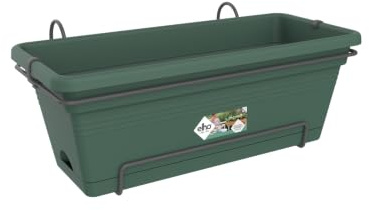 Elho Green Basics Balconnière XL Allin 1 55cm - Leaf Green | L 33.5 x W 54.5 x H 22.5 cm | Soucoupe Intégrée | Convient à une Utilisation Extérieure