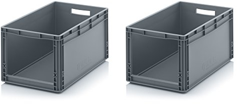 Auer Packaging 2x Euro Sichtlagerkasten 60 x 40 x 32 cm inkl. gratis Zollstock * Eurobehälter mit Fenster