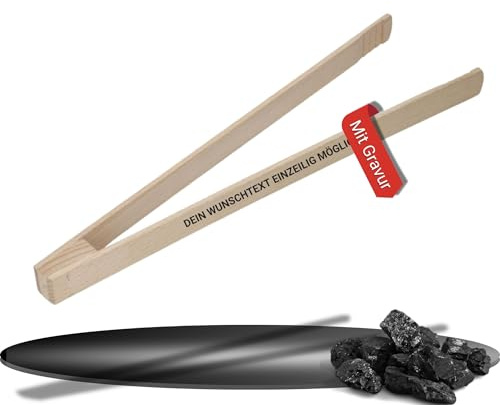 Personalisierte Grillzange aus Holz - Fleischzange 30 cm aus Buchenholz | BBQ Zubehör, Grillzubehör, BBQ, Zange, Fleischzange, Geschenkidee Vatertag, sicherer Griff, robust, Küchenwerkzeug