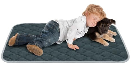 furrybaby Dog Bed Mat Flat Crate Mat with Anti-Slip Bottom Machine Washable Pet Kennel Pad for Dog Sleeping (XL 48x30'', Grey Mat)