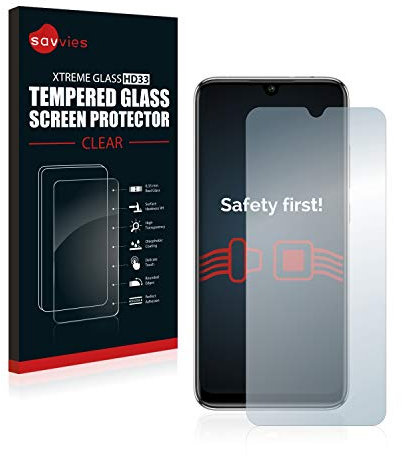 savvies Protector Cristal Templado para Xiaomi Mi A3 Protector Pantalla Vidrio, Protección 9H, Pelicula Anti-Huellas