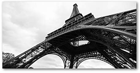 Tulup Leinwandbild - Wandkunst - Drucke auf Leinwand - Leinwanddruck -140x70 cm - Sehenswürdigkeiten & Architektur - Schwarzweiß - Eiffelturm Paris