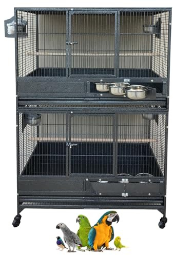Extra Large Double Stackers Heavy Duty Breeding Breeder Parrot Amazon African Grey Aviary Bird Flight Cage with Rolling Wheels