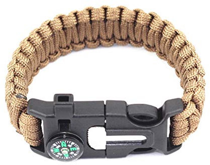 Bryights Paracord Survival Armband Mit Micro Multifunktionale Militärische Notfallüberleben Paracord 4Mm Armband Outdoor Scraper Whistle Schnalle Paracord Werkzeuge 550 Paracord-Kaffee