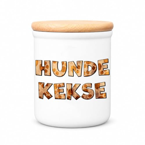 Cadouri Keramik-Leckerlidose 'Hundekekse' mit Holzdeckel 400 ml