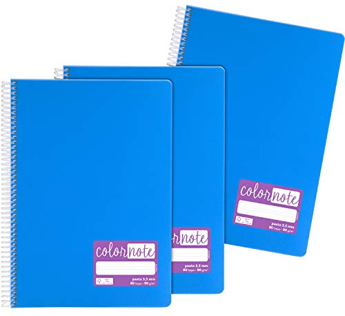 Grafoplás 98527430 Notizbücher mit Spiralbindung, A4, Lineatur 3,5 mm, Polypropylen, Blau, ColorNote Serie