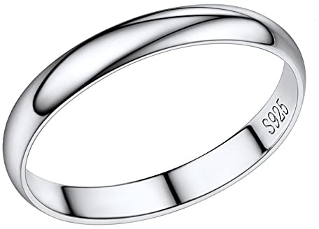 PROSILVER Herren Verlobungsring 925er Silber Minimalist 3mm glänzender Antragsring Hochzeitsring Memoirering Ewigkeitsring Schmuck für Männer Ring Größe 64