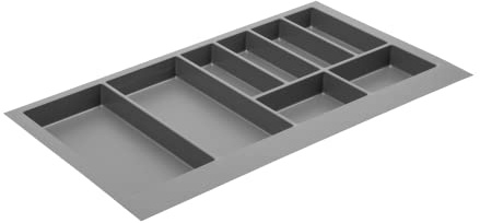 GTV - Schubladeneinsatz Axispace I Besteckkasten für Schubladen Besteckeinsatz Schubladeneinsatz Küche I Küchenschrank aus Kunststoff Besteckkasten Besteckaufbewahrung I Anthrazit 840 x 472 mm
