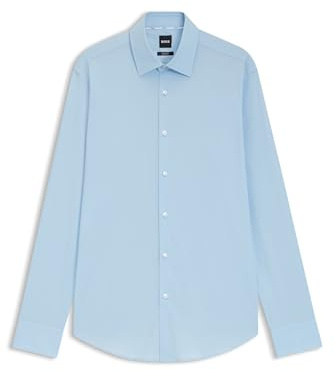 BOSS Herren H-JOE-C1-214 Regular-Fit Hemd aus elastischer Baumwoll-Popeline mit bügelleichtem Finish