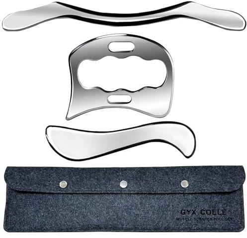 AnTiexi 3in1 Stainless Steel Muscle Scraper Tool Set,Scraping Massage Tool -IASTM Tool Set Great Soft Tissue Mobilization Tool (3pcs Set)