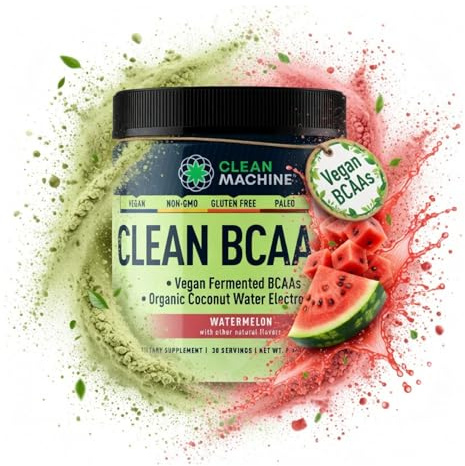 Clean BCAA - 2:1:1 Food Sourced BCAAs Powder & Coconut Water Electrolytes Recovery & Amino Energy Supplement - Award Winning Vegan Amino Acid Supplement - 30 Servings - Watermelon