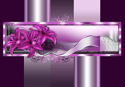 wandmotiv24 Fototapete Rosa Lilie Abstrakt, 400 x 280 cm - selbstklebende Strukturtapete, Wanddeko, Wandbild, Wandtapete, Welle, Leder, Diamanten M1161