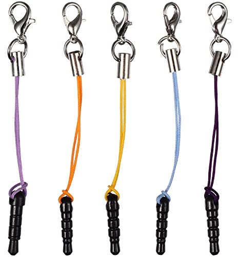 Mikikit Headphone Jack Protector Dust Plug Lobster Clasp Phone Strap Phone Charm Strap Earphone Jack Accessories Lariat Lanyard Dust Plug Charm Charms 15 Pcs