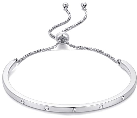 WOWORAMA Verstellbares Slider Armband für Frauen Bar Freundschaftsarmband Damen Bangle Armband Gold/Weißgold/Roségold Bolo Armbänder