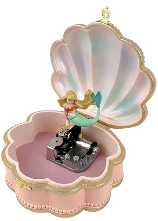 TROUSSELIER - Sirène dans Coquillage - Boites à Musique Collector - Petite Boîte à Bijoux Musicale - Vintage - Idéal Cadeau Jeune Fille - Musique Le Lac des Cygnes - Colori Rose