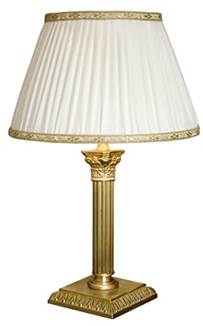 Generico LUCECLASS - C488P lampada da comodino classica in fusione di ottone satinato con paralume in seta plissé lume da salotto elegante, per camera letto, hotel