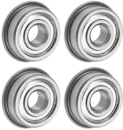 uxcell F605ZZ Flanged Ball Bearing 5x14x5mm Double Shielded Chrome Steel Flange Bearings, 4pcs