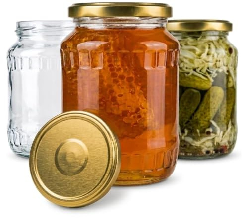 WYSKONT Einmachgläser 720 ml mit Deckel TO82 – Vorratsgläser aus Glas zum Einlegen, Einkochen & Fermentieren – Schraubgläser luftdicht, Marmeladengläser - 16 Stück