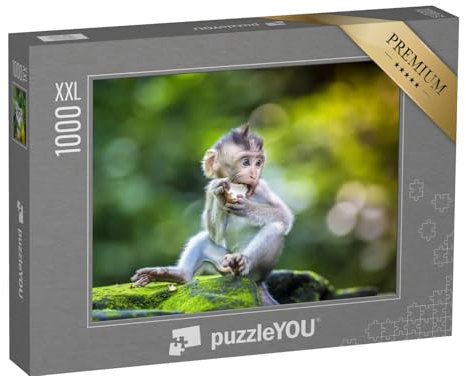 Puzzle 1000 Teile XXL „Kleiner Baby-AFFE, Affenwald von Ubud, Bali, Indonesien“ – aus der Puzzle-Kollektion Affen, Tiere in Dschungel & Regenwald