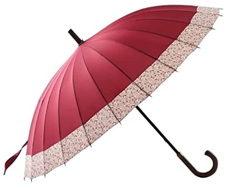 Sturmfest Regenschirm Regenschirme Winddichter Großer Golfschirm Mit Hakengriff, Tragbarer Kirschblüten-Überdachungsschirm Schirm Stark (Color : Rood, Size : 98cm)
