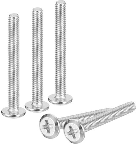 uxcell M4x35mm Flat Round Head Phillips Head Screws, 10Pcs 304 Stainless Steel Phillips Drive Machine Screw, Full Thread, Bright Finish, Furniture Screw Connection Bolt Screw