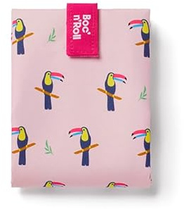 Roll'eat ® | Bolsa Merienda, Porta Bocadillos con Envoltorio Reutilizable, Porta Alimentos Ecológico sin BPA, Bolsa de Tela, Color Tucan - Boc'n'Roll Animals