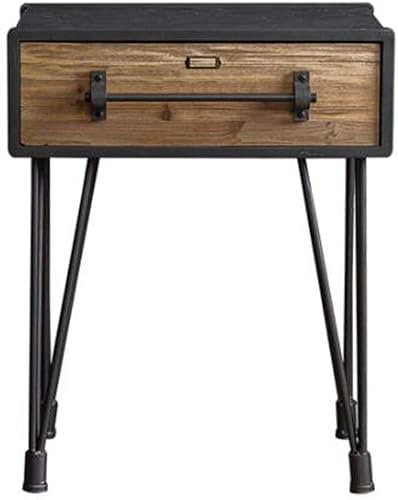 GLMGBP Tisch, Kaffee, Wohnzimmer, kreativer Nachttisch, Beistellschrank, Loft, einfacher Lagerschrank, einfacher schwarzer Kaffee, Vintage-Industrie, legere Aufbewahrung mit Schubladen