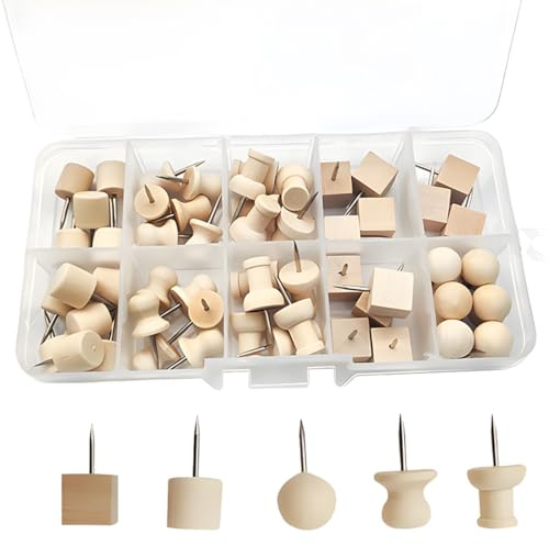 Pinnwandnadeln aus Kork, 100 Stück, Set mit Stecknadeln für Pinnwände aus Holz oder Kork, Pins für Holztafeln für Zuhause, Büro oder Schule, mit Etui