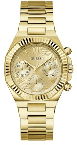 Guess Equality Damen Armbanduhr in der Farbe Gold mit Armband aus Edelstahl, Wasserdichtigkeit: 5 bar, Gehäusedurchmesser: 40 mm, GW0769L2