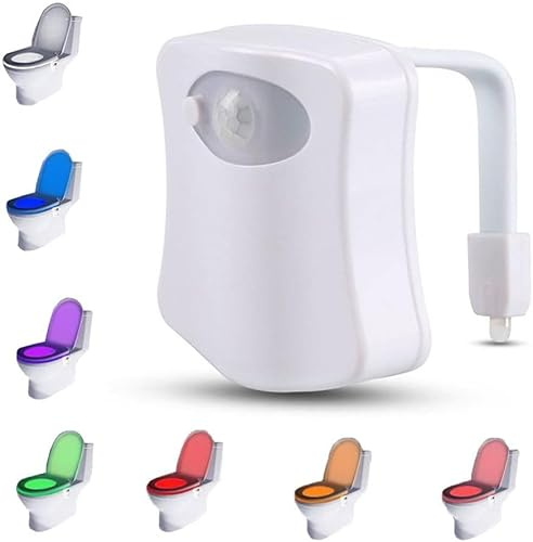 PARENCE.- Eclairage LED pour WC/Capteur de Mouvement Luminaire pour Toilette et Salle de Bain/Lumière Veilleuse avec 8 coloris Différents, Blanc