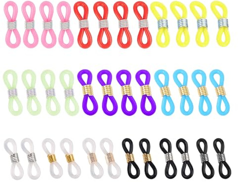 DHWEKU 36 pcs Brillenkette Verbindung aus Silikon - für individuelle Brillenketten! Verstellbare Kettenenden in zufälligen Farben, halten Sie Ihre Brille mit Stil!