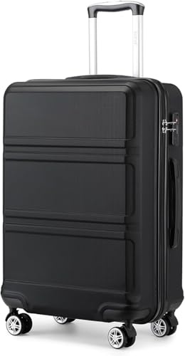 Kono Maleta de Mano Grande 23 Kilos Maleta Grande 75cm con Material ABS con Cerradura TSA y 4 Ruedas（L,Negro）