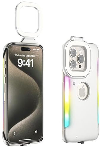 Selfie fill light phone case, live streaming, photo beauty fill light, multi light adjustable, phone case suitable for iPhone 12/13/14 Pro (Suitable for 12, 13, 14)