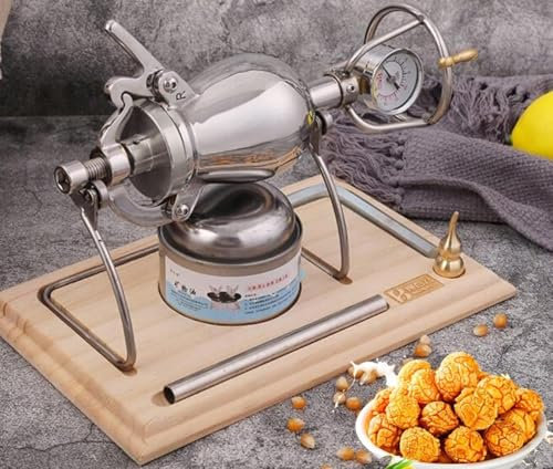 High-Pressure Popcorn Machine, Hot Air Chinese Vintage Traditional Popcorn Maker Manual Popcorn Grain Amplifier 304 Stainless Steel Popcorn Popper(520ml)