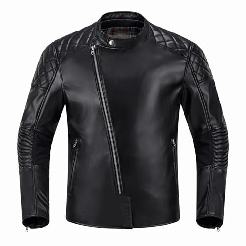 IRON JIA'S Giacca da Moto Uomo in Pelle Sintetica - Leggera, Traspirante e Antivento con Protezioni CE