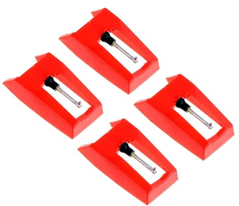 Alasum 4 Stück Diamant Ersatznadeln für Plattenspieler Rot aus Kunststoff Aluminium