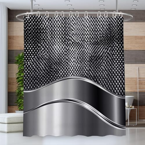 Cortina de Ducha Antimoho Tela Impermeable,Cortina Ducha 120 * 180cm,Cortina Baño,Cortinas de Baño para Bañera o Ducha,Lavable con Agua,Resumen Onda Líneas Tejido