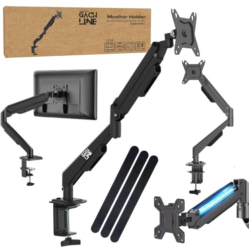GACHLINE Ergonomische Monitor Halterung 13–32 Zoll – Gasfeder Monitorarm Höhenverstellbar Neigbar Drehbar – 3D Bildschirmhalterung für Schreibtisch – VESA 75x75 100x100