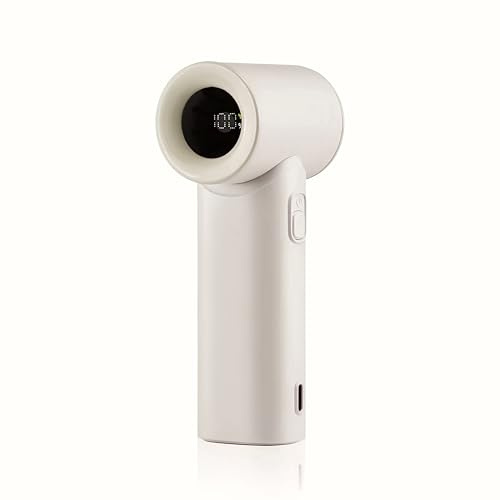 HENKi Tragbarer Handventilator Extra Stark Turbo-Power [18 Stunden Maximale], 5-Gang-Wind, 3000 mAh wiederaufladbar, Mini-Taschendesign, persönlicher Ventilator für Reisen, Konzerte, Make-up (Creme)